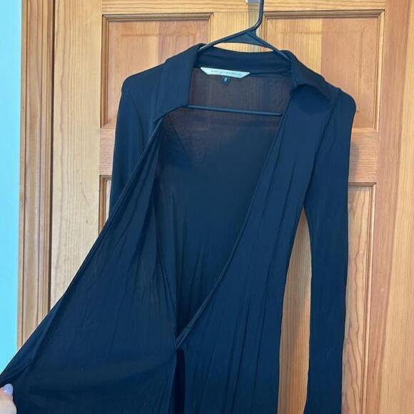 Diane Von Furstenberg Black V Neck Long Sleeve Wrap Maxi Dress Size 0 - Picture 6 of 9
